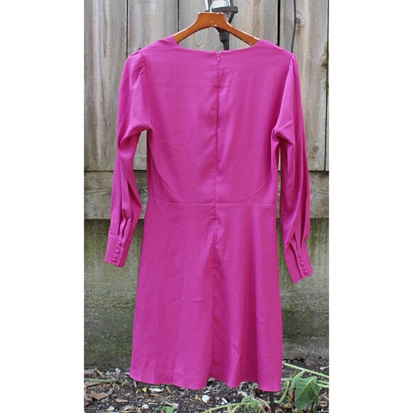 New w/Tags - Parker Knot-Front, Long Sleeve Dress - 70s Secretary Style, Pink, L - Picture 11 of 14
